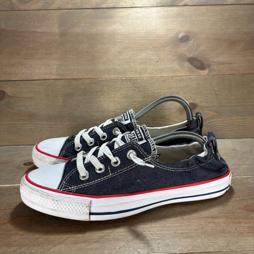 Converse Shoreline Slip Womens size 9 shoes Blue Denim Elastic Lace sneakers